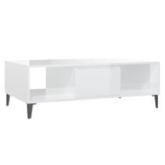 Greatstore Klubska mizica visok sijaj bela 103,5x60x35 cm iverna plošča