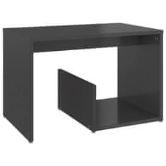 Vidaxl Stranska mizica visok sijaj siva 59x36x38 cm iverna plošča