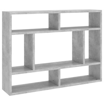 Vidaxl Stenska polica betonsko siva 75x16x55 cm inženirski les