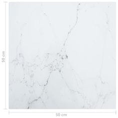Vidaxl Mizna plošča bela 50x50 cm 6 mm kaljeno steklo z marmorjem