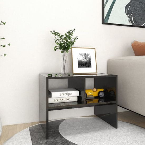 Vidaxl Stranska mizica visok sijaj črna 60x40x45 cm iverna plošča
