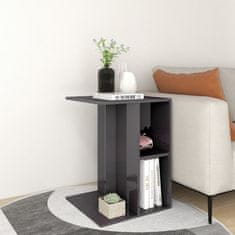 Vidaxl Stranska mizica visok sijaj siva 60x40x45 cm iverna plošča