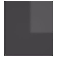 Vidaxl Stranska mizica visok sijaj siva 60x40x45 cm iverna plošča
