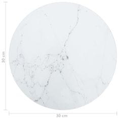 Vidaxl Mizna plošča bela Ø30x0,8 cm kaljeno steklo z marmorjem