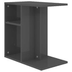 Vidaxl Stranska mizica visok sijaj siva 50x30x50 cm iverna plošča