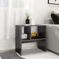 Vidaxl Stranska mizica visok sijaj siva 50x30x50 cm iverna plošča