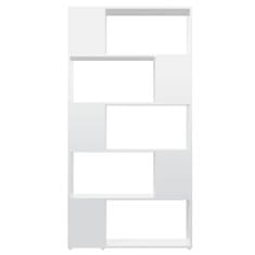 shumee Knjižna omara za razdelitev prostora sijaj bela 80x24x155 cm