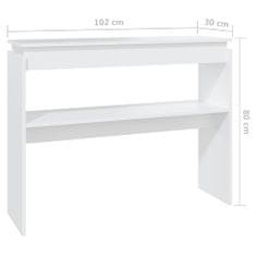 Greatstore Konzolna mizica bela 102x30x80 cm iverna plošča