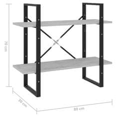 Vidaxl Knjižna omara 2-nadstropna betonsko siva 80x30x70 cm iverna pl.