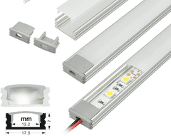 ALU profil za LED trak 2m NADGRADNI - komplet