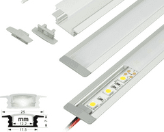 V-TAC ALU profil za LED trak 2m VGRADNI - komplet