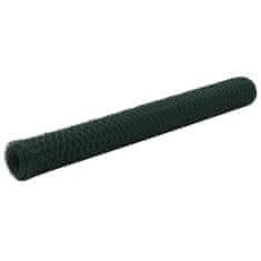 Vidaxl Žična mreža za ograjo jeklo s PVC oblogo 25x1,2 m zelena