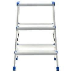 Vidaxl Aluminijasta dvostranska lestev s stopnicami 3 stopnice 67 cm