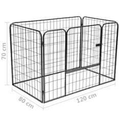 shumee Trpežna pasja ograda črna 120x80x70 cm jeklo