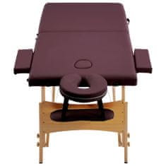 Greatstore Zložljiva masažna miza 2-conska les vinsko vijolična