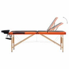 Greatstore Zložljiva masažna miza 3-conska les črna in oranžna