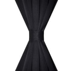 shumee 2 kosa črnih zarobljenih zaves z obročki 135 x 245 cm