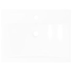 Vidaxl Keramični umivalnik pravokoten bel z odprtino za pipo 60x46 cm