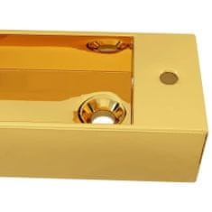shumee Umivalnik z odprtino za odtekanje 49x25x15 cm keramičen zlat