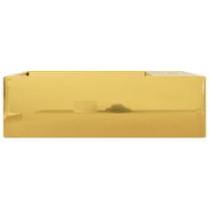 shumee Umivalnik z odprtino za odtekanje 49x25x15 cm keramičen zlat