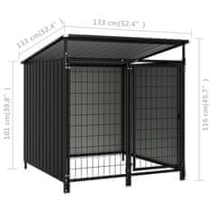 Vidaxl Zunanji pasji boks 133x133x113 cm