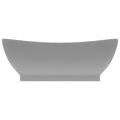 Vidaxl Razkošen umivalnik ovalen mat svetlo siv 58,5x39 cm keramika