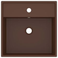 Vidaxl Razkošen umivalnik kvadraten mat temno rjav 41x41 cm keramika