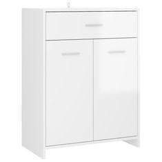 Greatstore Kopalniška omarica visok sijaj bela 60x33x80 cm iverna plošča