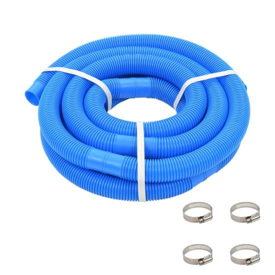 Vidaxl Cev za bazen z objemkami 38 mm 6 m modra