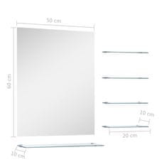 Vidaxl Stensko ogledalo s 5 policami srebrno 50x60 cm