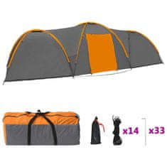 Vidaxl Šotor za kampiranje iglu 650x240x190cm za 8 oseb siv in oranžen