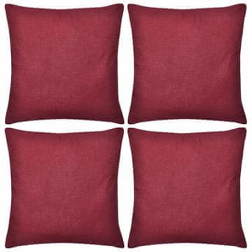 Vidaxl Prevleke za Blazine Bombaž 50 x 50 cm 4 kosi Bordo