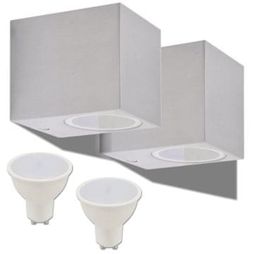 Vidaxl Zunanja LED stenska svetilka 2 kosa kvadratna sveti navzdol