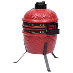 Greatstore Kamado žar za dimljenje 2 v 1 iz keramike 56 cm rdeč