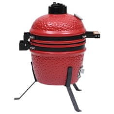 shumee Kamado žar za dimljenje 2 v 1 iz keramike 56 cm rdeč