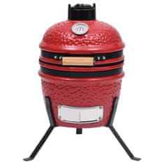 Vidaxl Kamado žar za dimljenje 2 v 1 iz keramike 56 cm rdeč