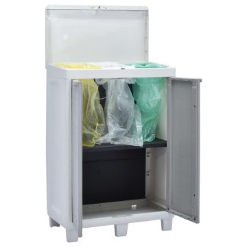 Vidaxl Vrtni koš za smeti s 3 vrečami svetlo siv 65x38x102 cm