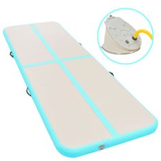 Vidaxl Napihljiva gimnastična podloga s tlačilko 400x100x10 cm zelena