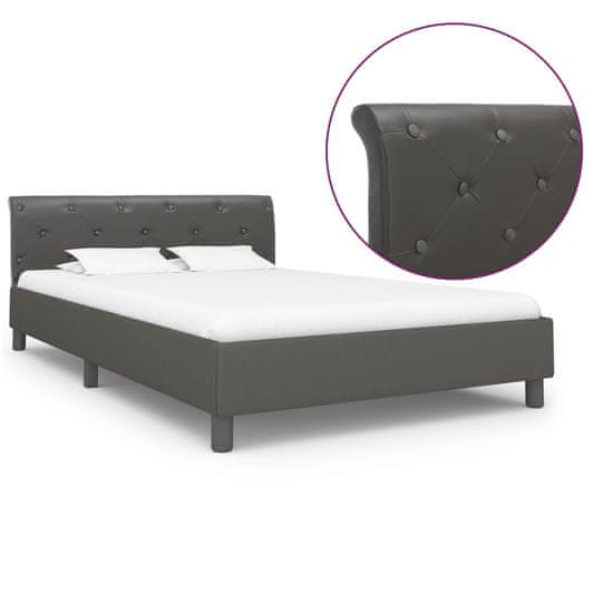 Greatstore Posteljni okvir sivo umetno usnje 140x200 cm
