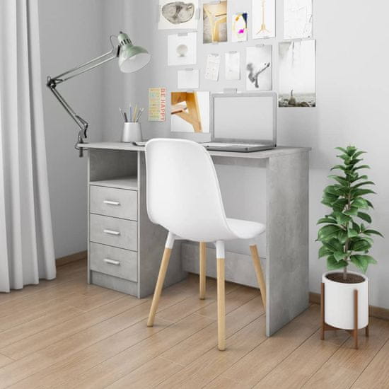 Vidaxl Pisalna miza s predali betonsko siva 110x50x76 cm iverna plošča