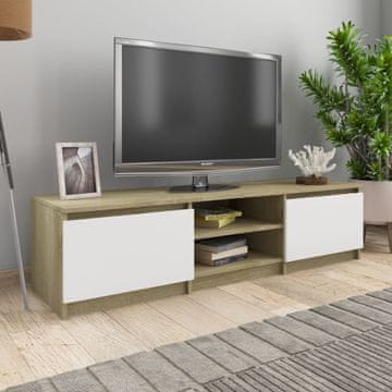 Vidaxl TV omarica bela in sonoma hrast 140x40x35,5 cm iverna plošča