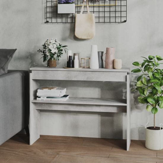 Vidaxl Konzolna mizica betonsko siva 102x30x80 cm iverna plošča