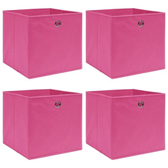 shumee Škatle za shranjevanje 4 kosi roza 32x32x32 cm blago
