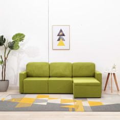 Greatstore Trosed modularni kavč z ležiščem zelen iz blaga