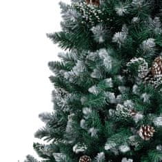 Vidaxl Umetna novoletna jelka s storži in belim snegom 210 cm