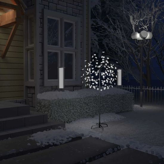 Vidaxl Božično drevesce s 120 LED lučkami češnjevi cvetovi 150 cm