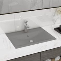 Vidaxl Razkošen umivalnik z luknjo mat svetlo siv 60x46 cm keramičen
