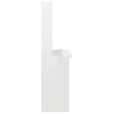 shumee Miza s policami visok sijaj bela 110x45x157 cm iverna plošča