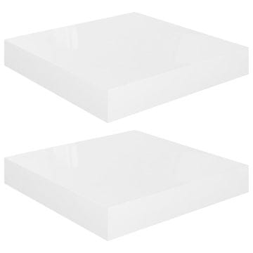 Vidaxl Lebdeče police 2 kosa visok sijaj bele 23x23,5x3,8 cm MDF