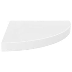 Vidaxl Kotna polica visok sijaj bela 35x35x3,8 cm MDF